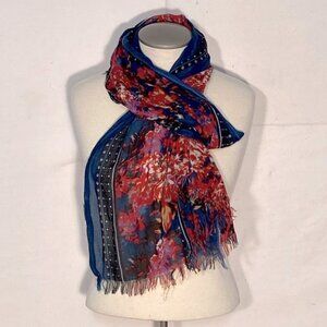 5/$25 Reitmans Red Blue Floral Scarf